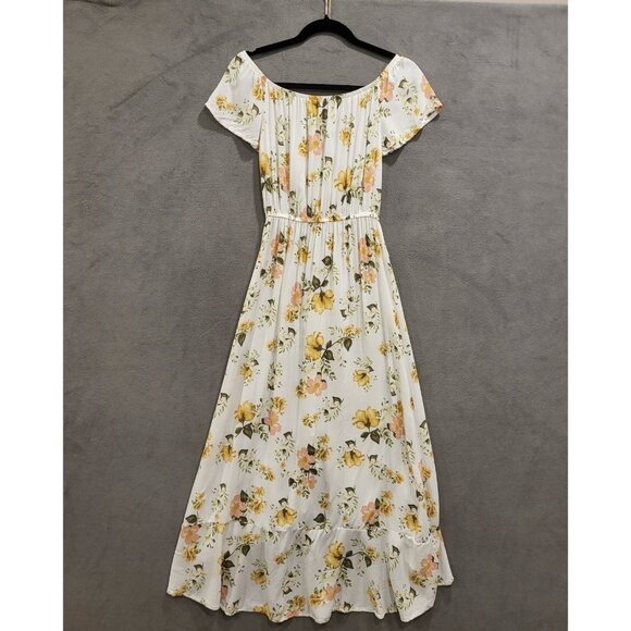 J For Justify Dress Womens Size Small White Floral Dress Hi Low Hem Cottagecore - Picture 2 of 6